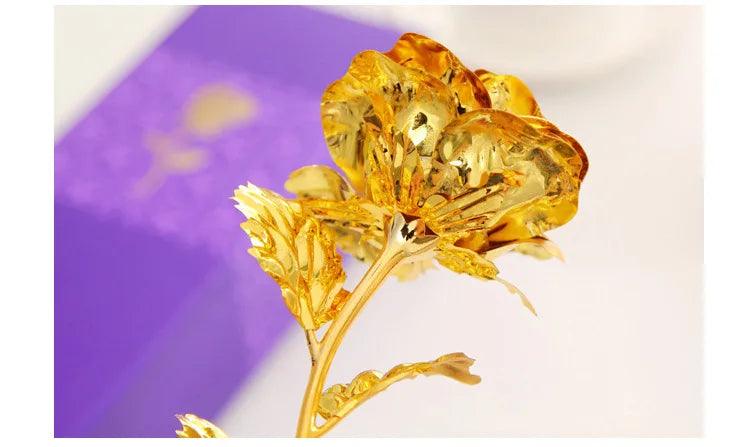 Best Gift For Girlfriend Golden Rose Wedding Decoration Golden Flower Valentine's Day Gift Gold Rose Gold Flower with Box  -15