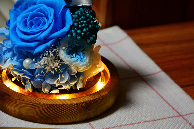 Valentine's Day Gift for Girlfriend Eternal Preserved Rose Flower Gift Box Teddy Bear Eternal Flower with Lights Gift for Women