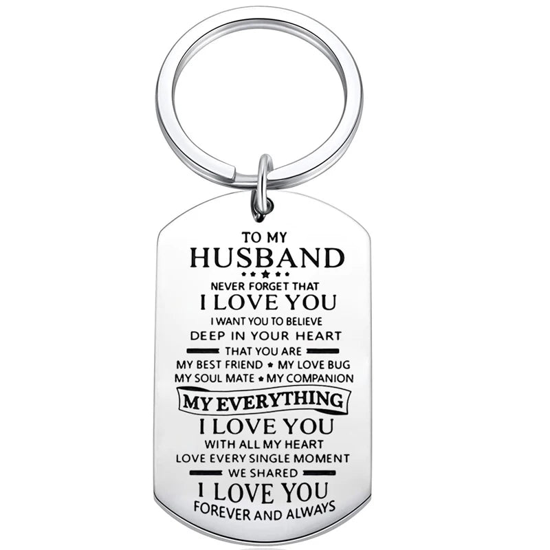 Anniversary Husband Gifts Keychain from Wife Birthday Valentine’s Day Gift for Fiance Bridegroom Hubby Wedding Keyring for Him