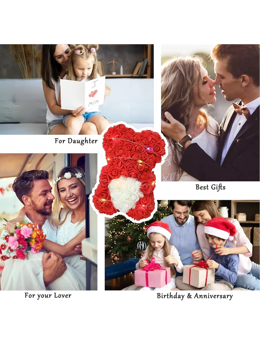 Girlfriend Birthday Gifts Women Rose Teddy Bear Artificial Flower Anniversary Valentines Day Birthday Gift Mothers Day Mom Gifts