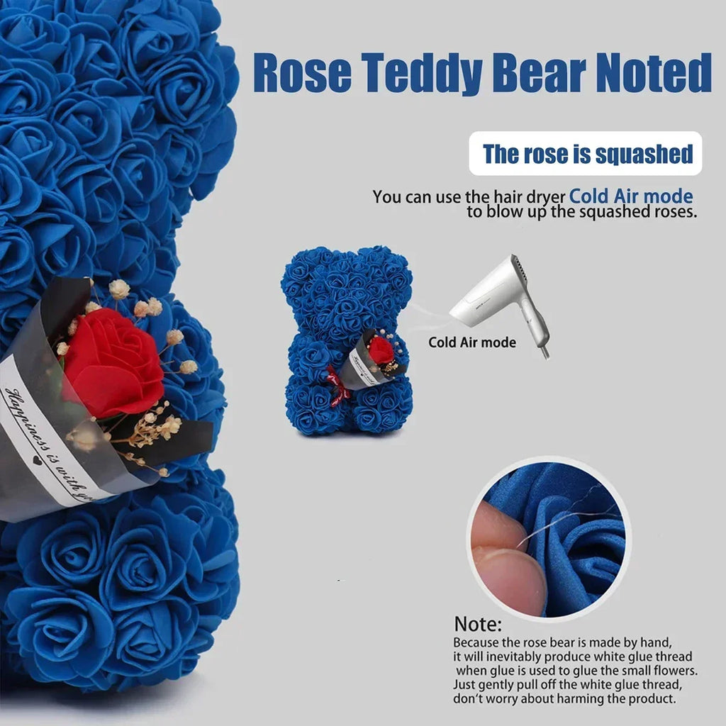 Girlfriend Birthday Gifts Women Rose Teddy Bear Artificial Flower Anniversary Valentines Day Birthday Gift Mothers Day Mom Gifts