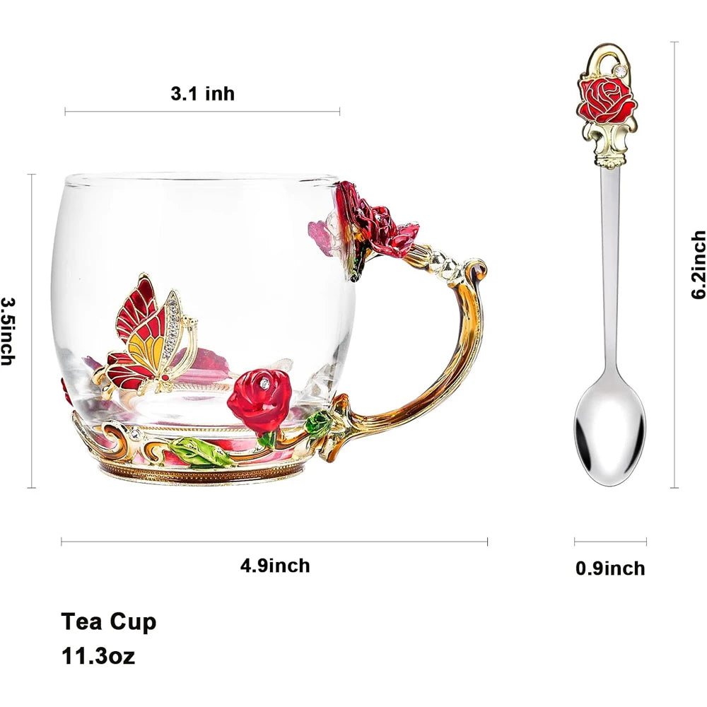 Gifts for Mom Women Mothers Day Glass Coffee Enamels Mug Best Birthday Valentines Gifts for Her Girlfriend Wife from Daughter