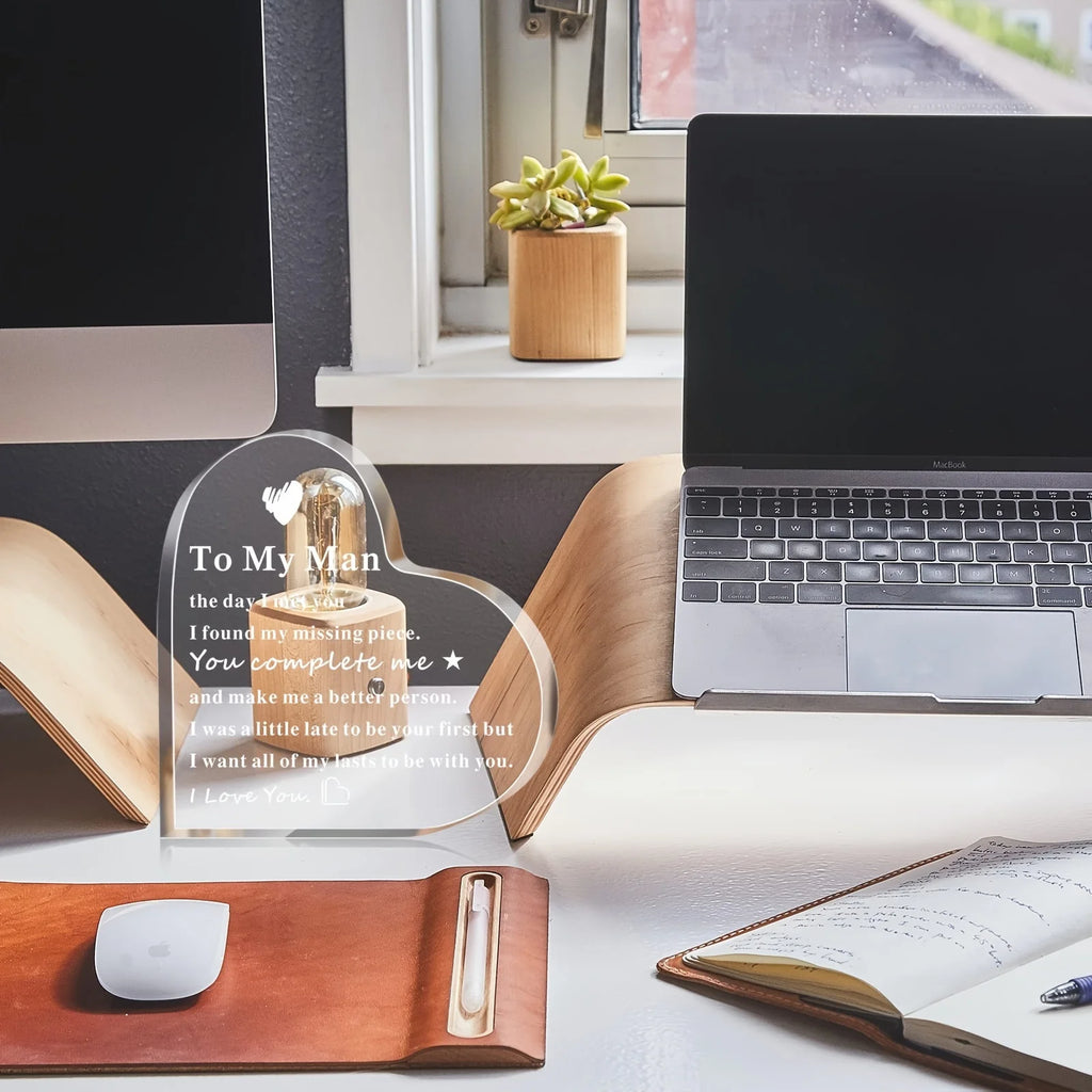 1pc Wife Gift for Husband Boyfriend Anniversary Birthday Valentine's Day Gift Engagement Wedding Gift Plaque Decoration Ornament