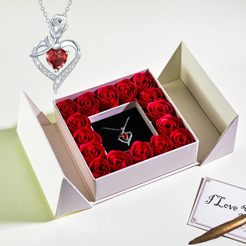 Gifts for Women Jewelry Pendant Necklace /w Soap Eternal Rose Gift Box Mother's Day Necklace Jewelry Wedding Anniversary Gifts