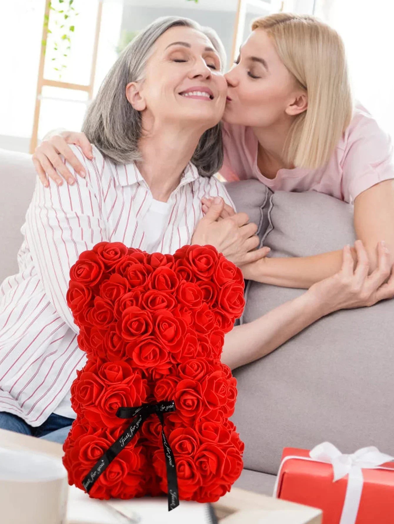 Girlfriend Birthday Gifts Women Rose Teddy Bear Artificial Flower Anniversary Valentines Day Birthday Gift Mothers Day Mom Gifts