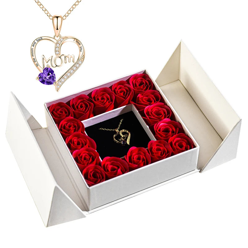 Gifts for Women Jewelry Pendant Necklace /w Soap Eternal Rose Gift Box Mother's Day Necklace Jewelry Wedding Anniversary Gifts