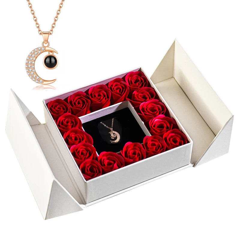 Gifts for Women Jewelry Pendant Necklace /w Soap Eternal Rose Gift Box Mother's Day Necklace Jewelry Wedding Anniversary Gifts