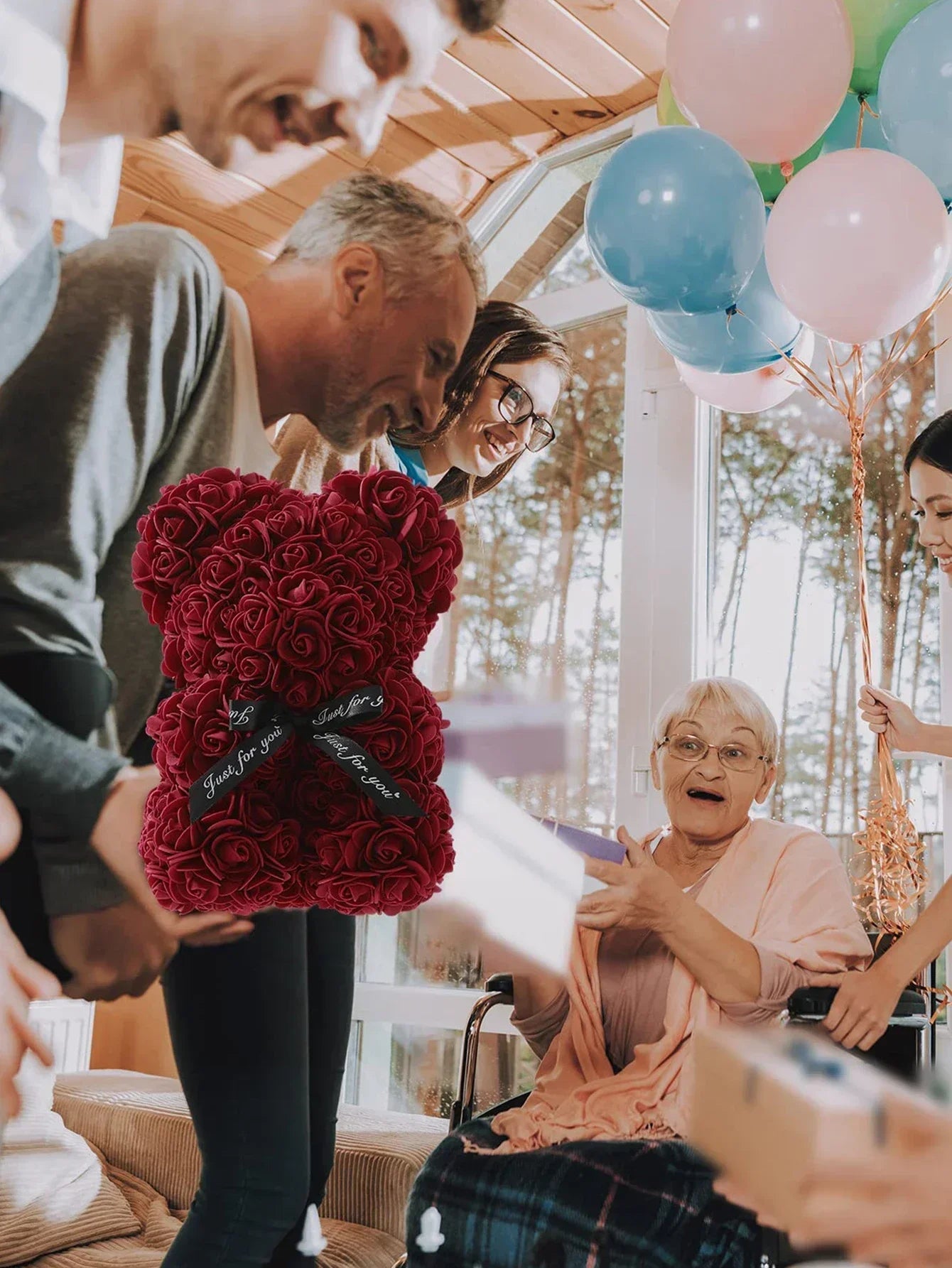 Girlfriend Birthday Gifts Women Rose Teddy Bear Artificial Flower Anniversary Valentines Day Birthday Gift Mothers Day Mom Gifts