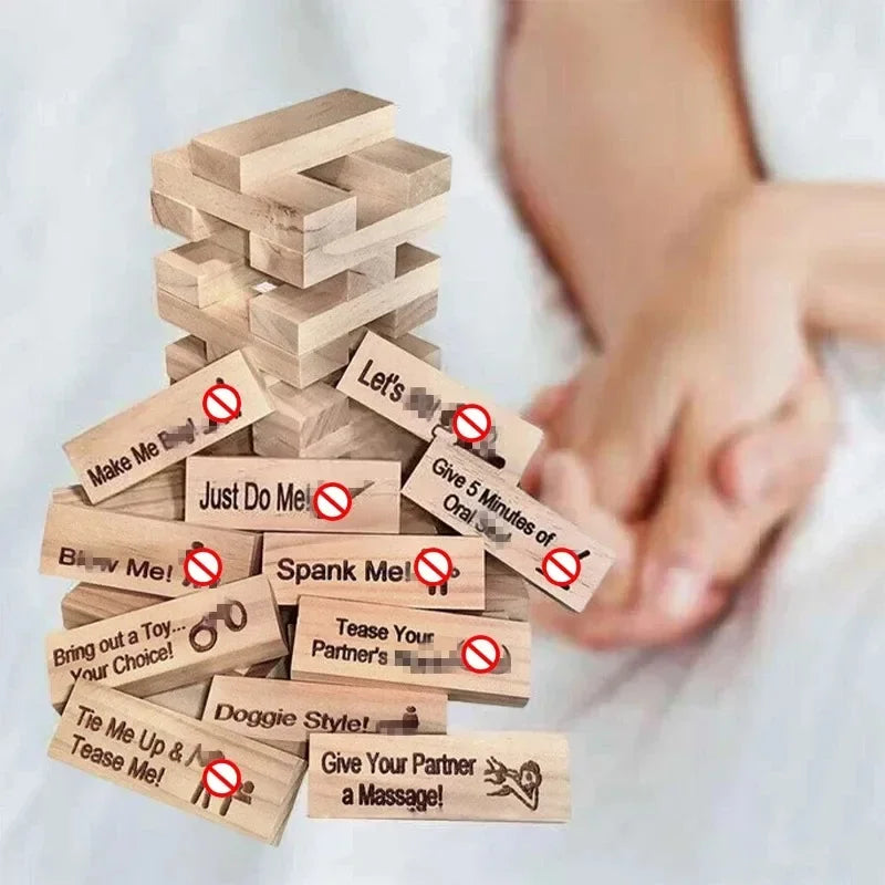Couple Activities Date Night 48 PCS Block Tower Game Ideas Valentine Tumbling Tower Stacking Blocks Game for Couples Night Party