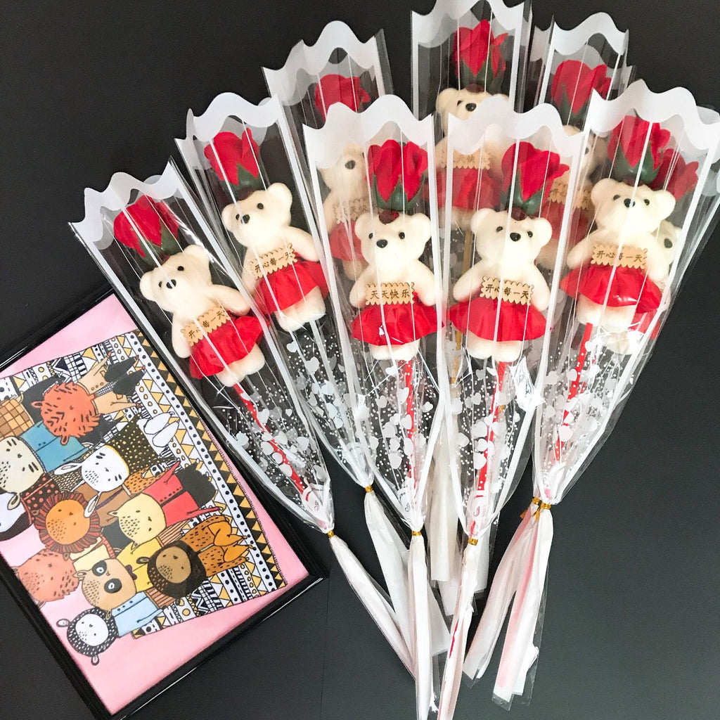 1Pcs 2023 Valentines Day Gift for Girlfriend Boyfriend Bear Flower Soap Wedding Gift for Guests Party Favors Promotional Gifts