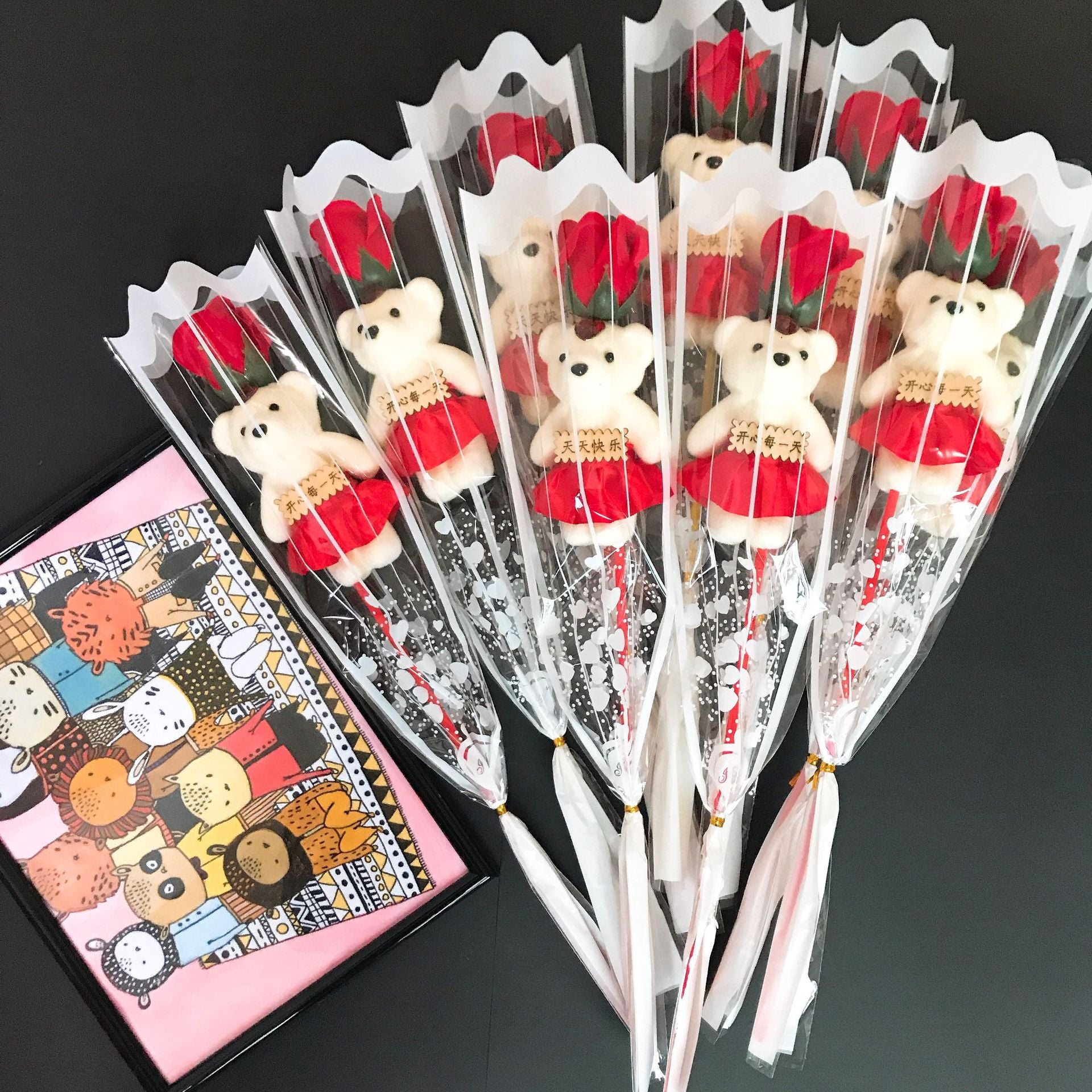 1Pcs 2023 Valentines Day Gift for Girlfriend Boyfriend Bear Flower Soap Wedding Gift for Guests Party Favors Promotional Gifts