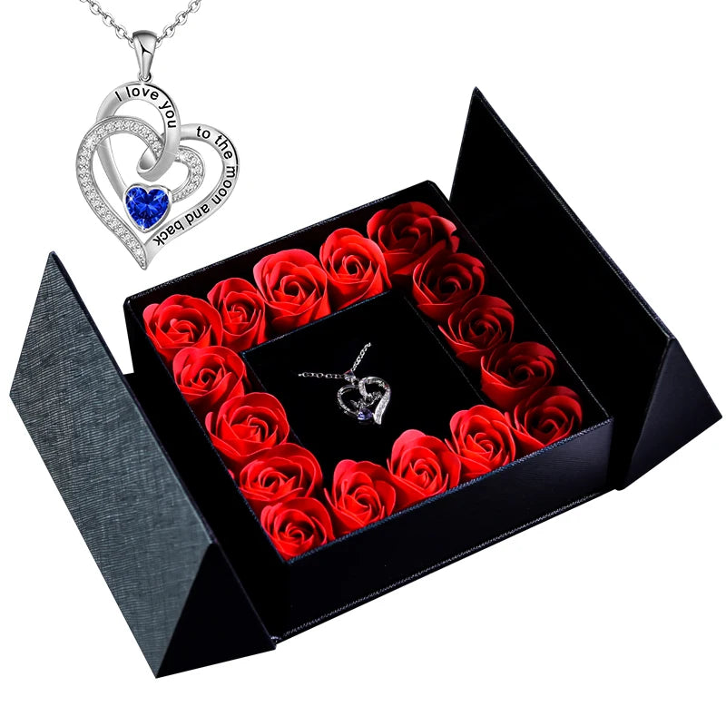 Gifts for Women Jewelry Pendant Necklace /w Soap Eternal Rose Gift Box Mother's Day Necklace Jewelry Wedding Anniversary Gifts
