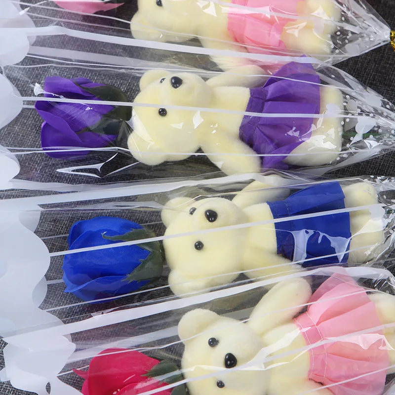 1Pcs 2023 Valentines Day Gift for Girlfriend Boyfriend Bear Flower Soap Wedding Gift for Guests Party Favors Promotional Gifts