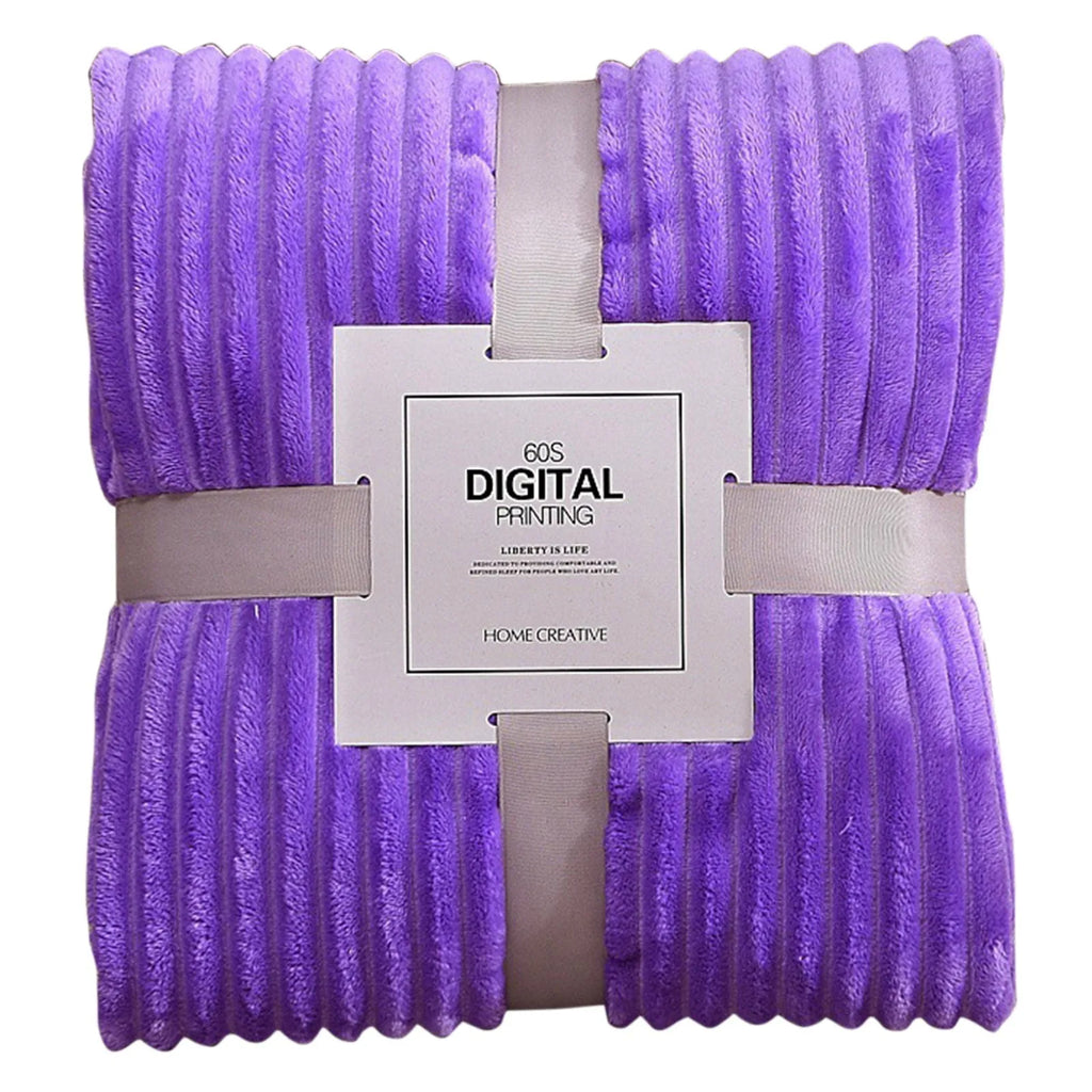 Striped Flannel Blankets For Beds Solid Pink Blue Color Soft Warm Mink Throw Sofa Cover Bedspread Beach Airplane Travel Blankets