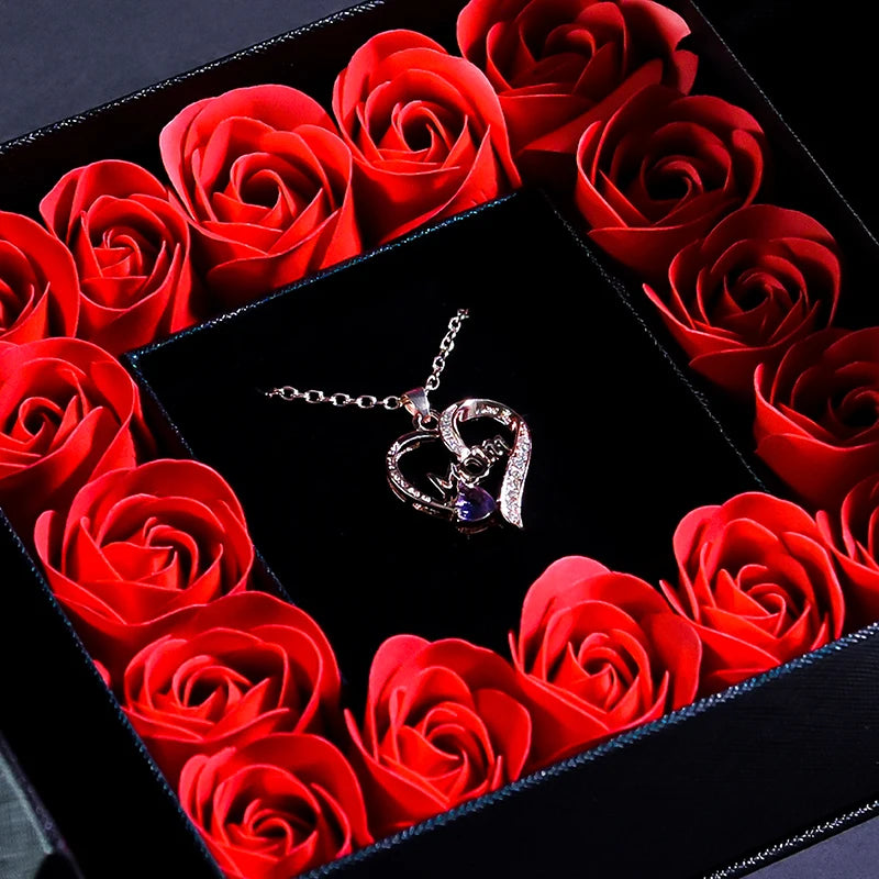 Gifts for Women Jewelry Pendant Necklace /w Soap Eternal Rose Gift Box Mother's Day Necklace Jewelry Wedding Anniversary Gifts
