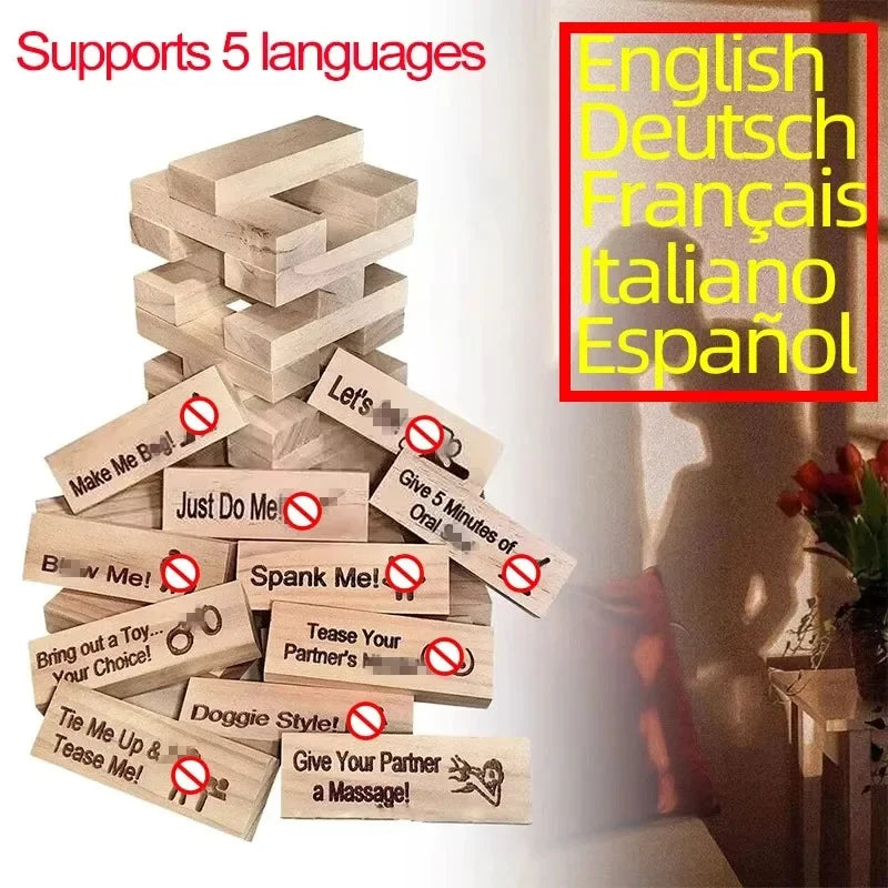 Couple Activities Date Night 48 PCS Block Tower Game Ideas Valentine Tumbling Tower Stacking Blocks Game for Couples Night Party