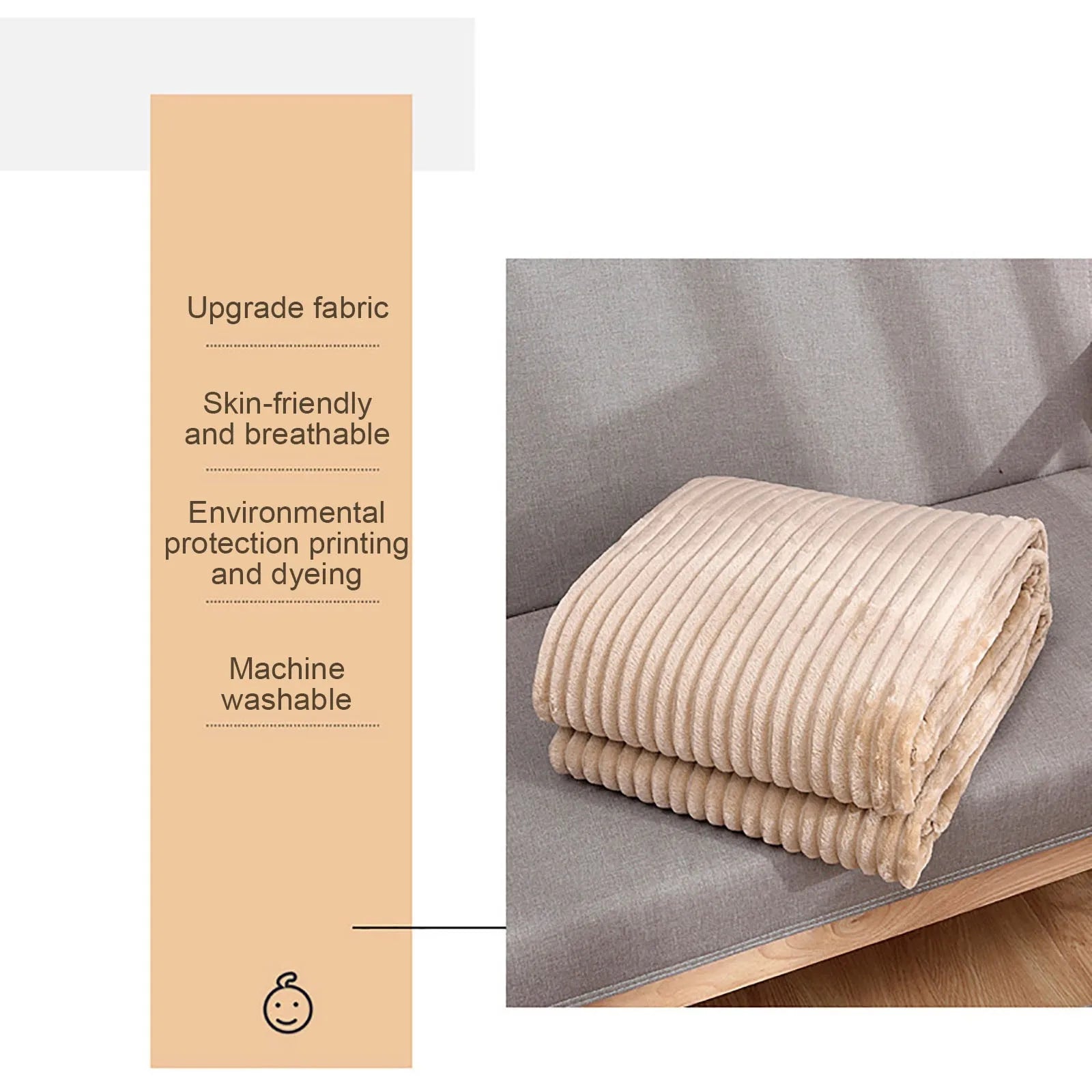 Striped Flannel Blankets For Beds Solid Pink Blue Color Soft Warm Mink Throw Sofa Cover Bedspread Beach Airplane Travel Blankets