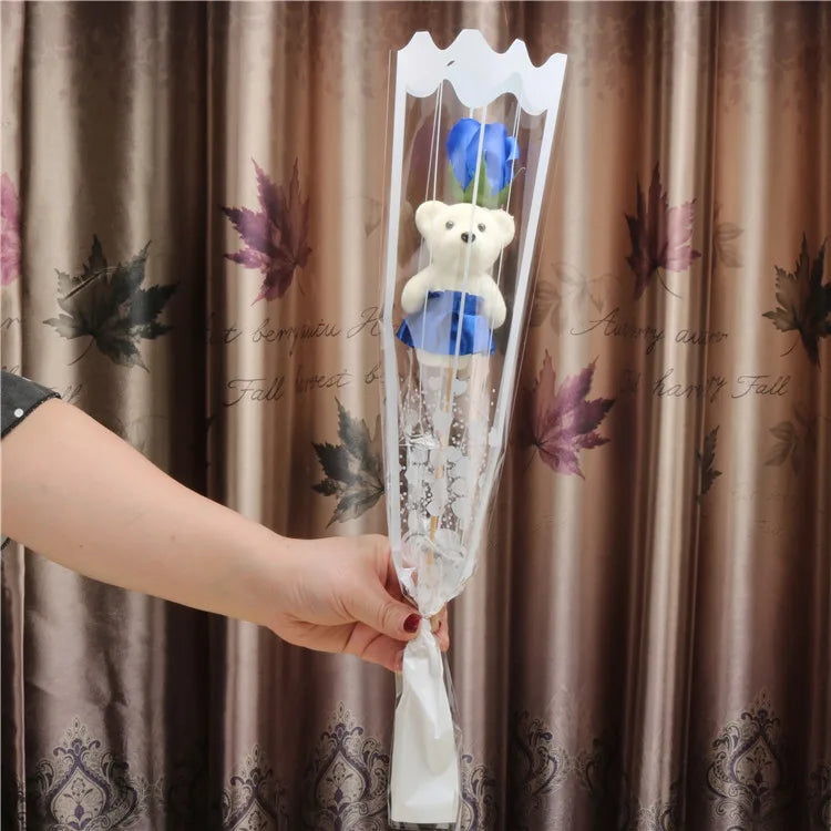 1Pcs 2023 Valentines Day Gift for Girlfriend Boyfriend Bear Flower Soap Wedding Gift for Guests Party Favors Promotional Gifts