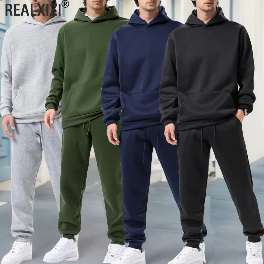 Men Sportswear Sweater Suit Hoodies + Pants Sports Clothing Spring Autumn Sets Jogging Trousers Running Male Tracksuits