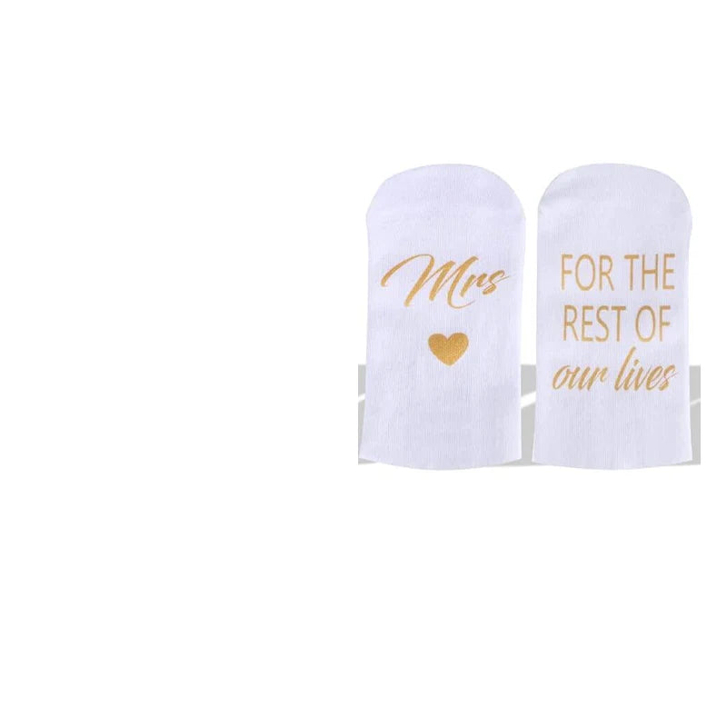 Engagement Wedding Bridal Shower getting married Anniversary Bride Groom Mr Mrs Valentines Day sock Newlywed couple Gift present