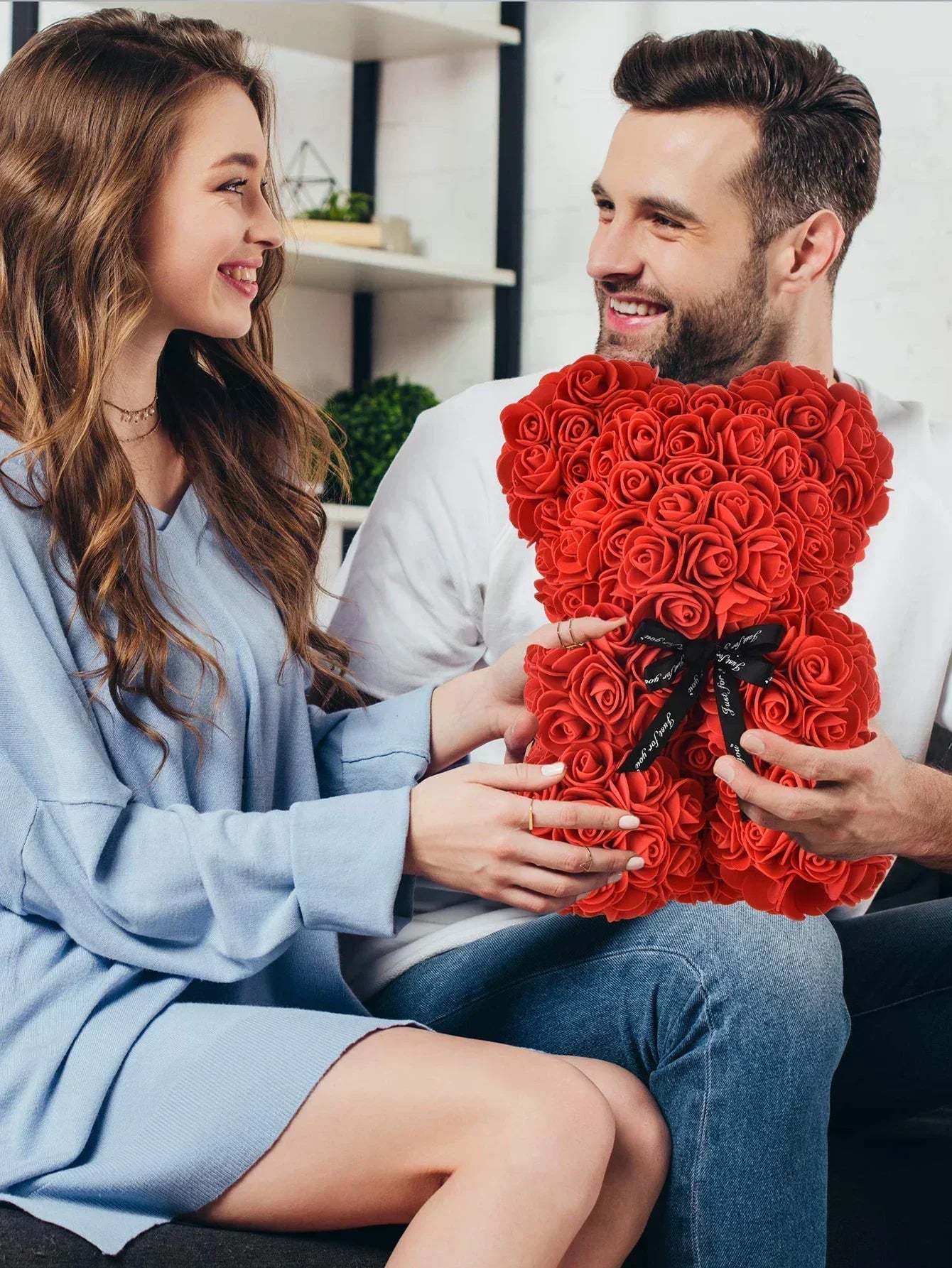 Girlfriend Birthday Gifts Women Rose Teddy Bear Artificial Flower Anniversary Valentines Day Birthday Gift Mothers Day Mom Gifts