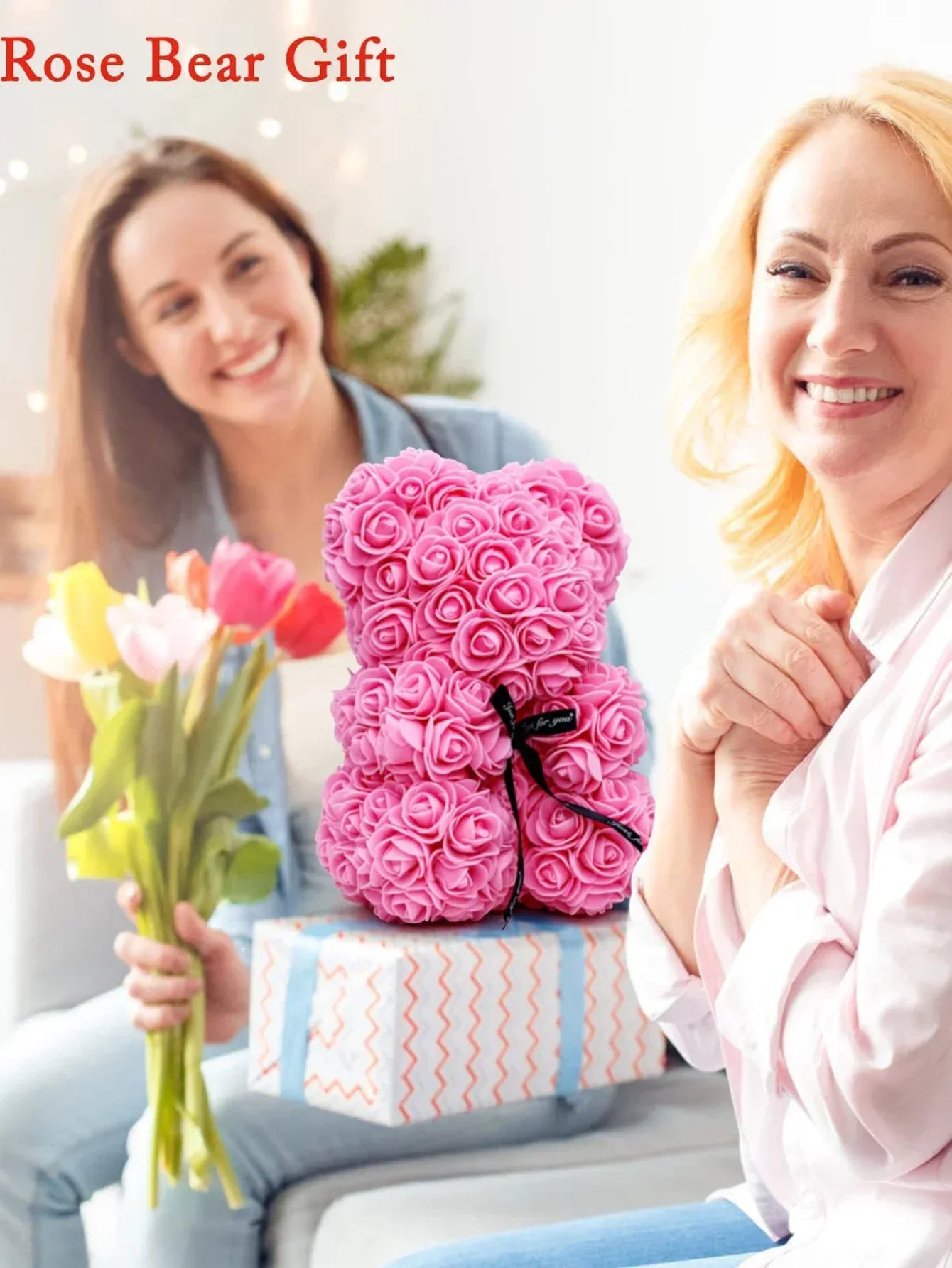Girlfriend Birthday Gifts Women Rose Teddy Bear Artificial Flower Anniversary Valentines Day Birthday Gift Mothers Day Mom Gifts