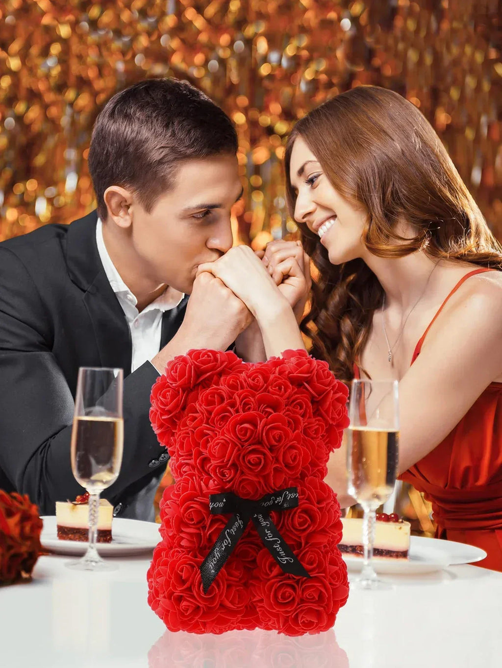 Girlfriend Birthday Gifts Women Rose Teddy Bear Artificial Flower Anniversary Valentines Day Birthday Gift Mothers Day Mom Gifts