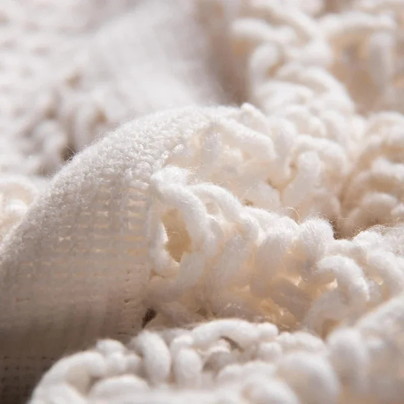 Pink Knitted Throw Blankets with Tassels Jacquard Textured Boho All-Season Vintage Chunky Cozy Gift Blankets Manta Para Sofá