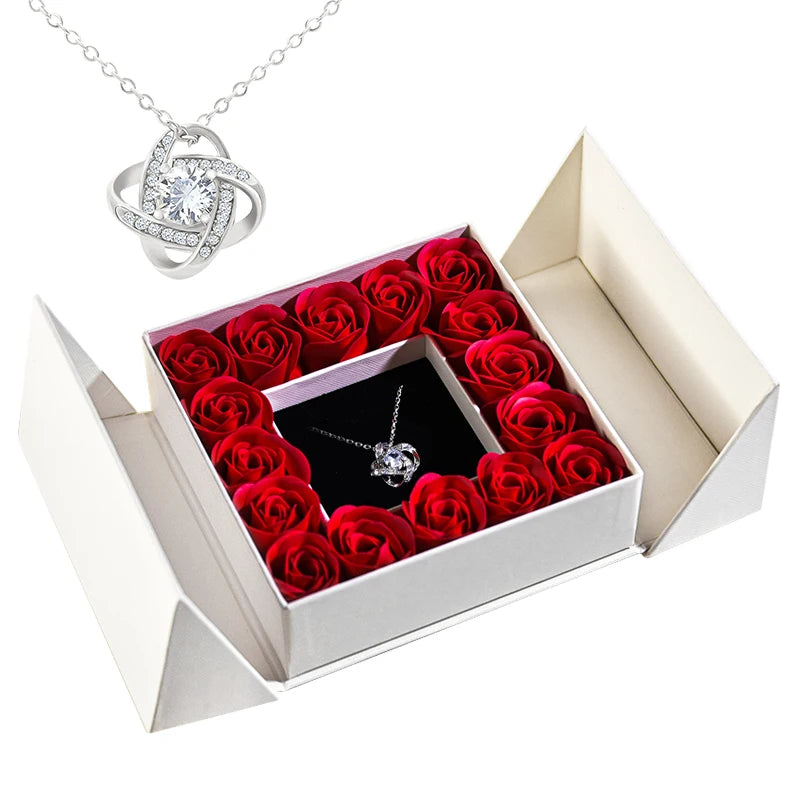 Gifts for Women Jewelry Pendant Necklace /w Soap Eternal Rose Gift Box Mother's Day Necklace Jewelry Wedding Anniversary Gifts