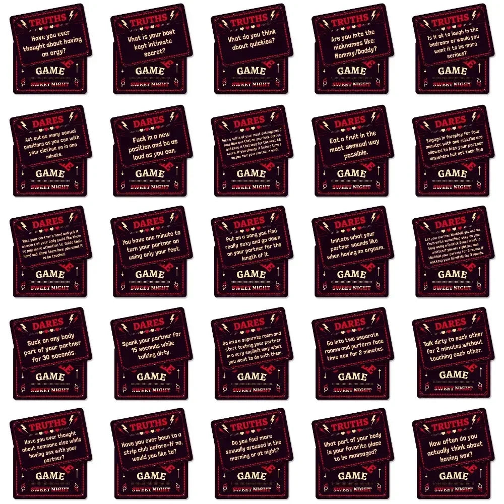 A Set Couple Game 50Cards Outdoor Sport Night Desktop Games Interactive Toys Prop Card  Ask or Answer Truth or Dare English Play