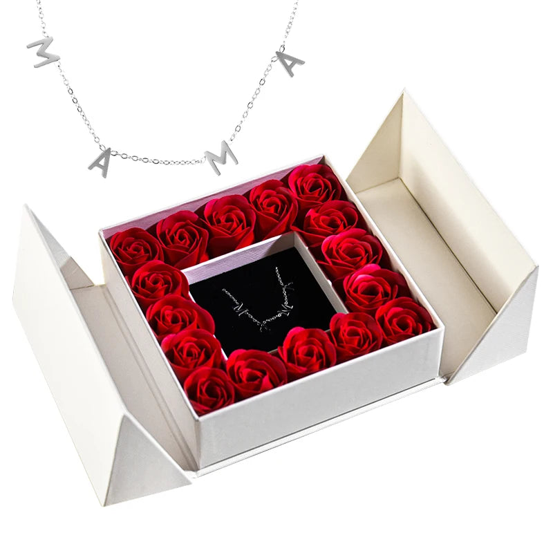 Gifts for Women Jewelry Pendant Necklace /w Soap Eternal Rose Gift Box Mother's Day Necklace Jewelry Wedding Anniversary Gifts