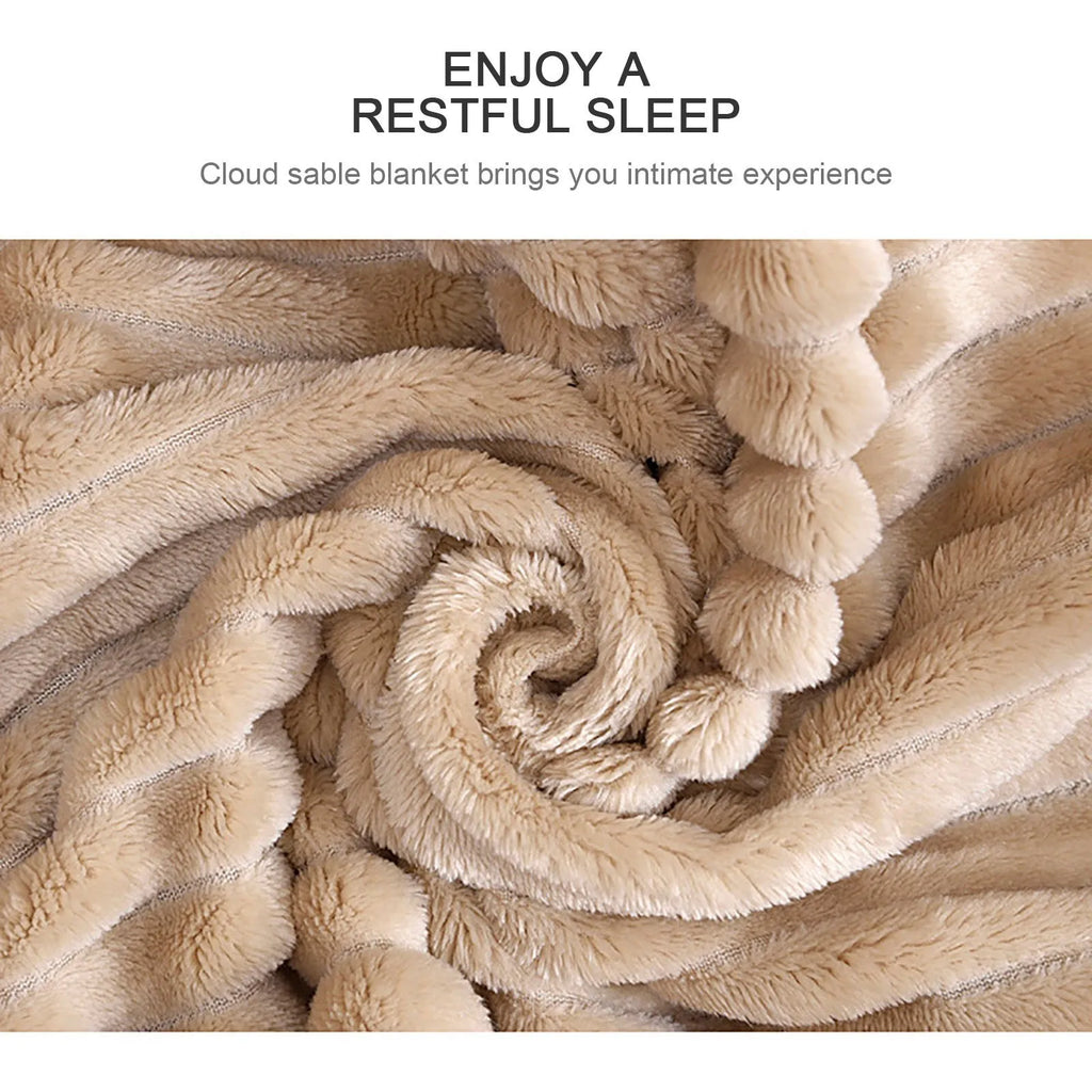 Striped Flannel Blankets For Beds Solid Pink Blue Color Soft Warm Mink Throw Sofa Cover Bedspread Beach Airplane Travel Blankets