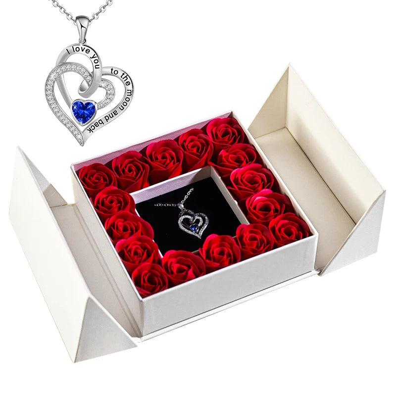 Gifts for Women Jewelry Pendant Necklace /w Soap Eternal Rose Gift Box Mother's Day Necklace Jewelry Wedding Anniversary Gifts