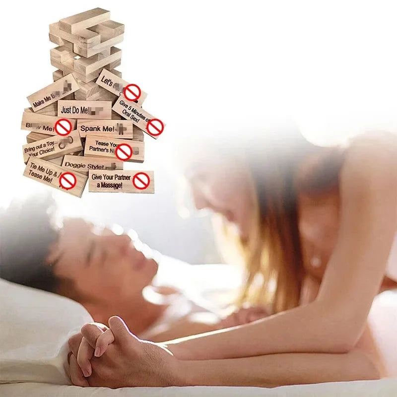 Couple Activities Date Night 48 PCS Block Tower Game Ideas Valentine Tumbling Tower Stacking Blocks Game for Couples Night Party