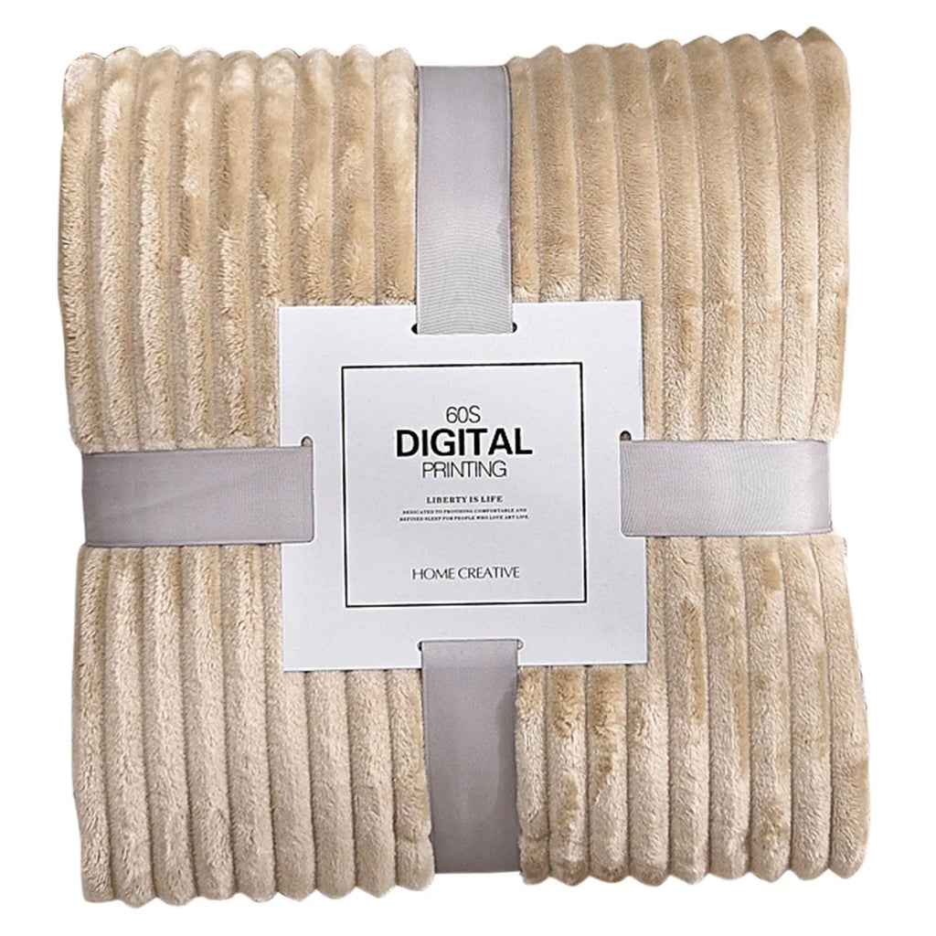 Striped Flannel Blankets For Beds Solid Pink Blue Color Soft Warm Mink Throw Sofa Cover Bedspread Beach Airplane Travel Blankets