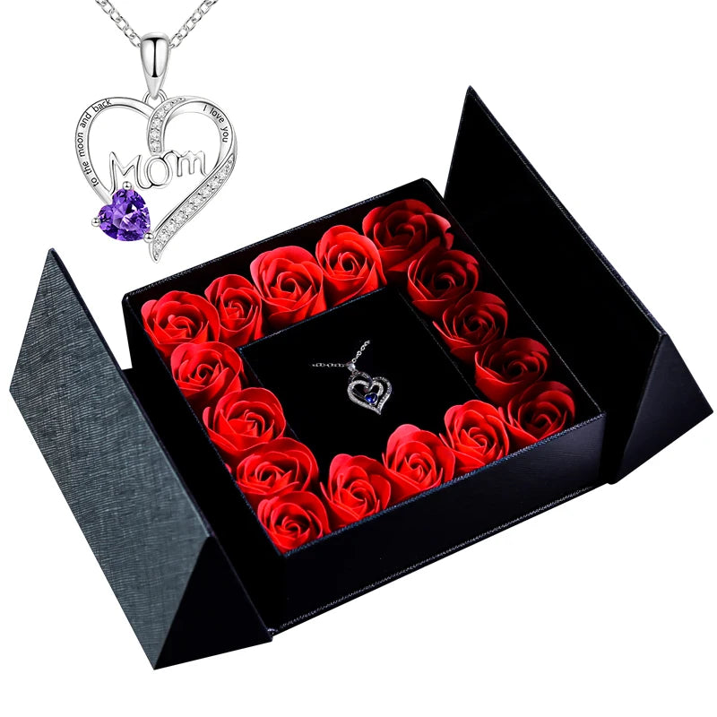 Gifts for Women Jewelry Pendant Necklace /w Soap Eternal Rose Gift Box Mother's Day Necklace Jewelry Wedding Anniversary Gifts