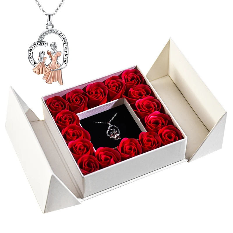 Gifts for Women Jewelry Pendant Necklace /w Soap Eternal Rose Gift Box Mother's Day Necklace Jewelry Wedding Anniversary Gifts