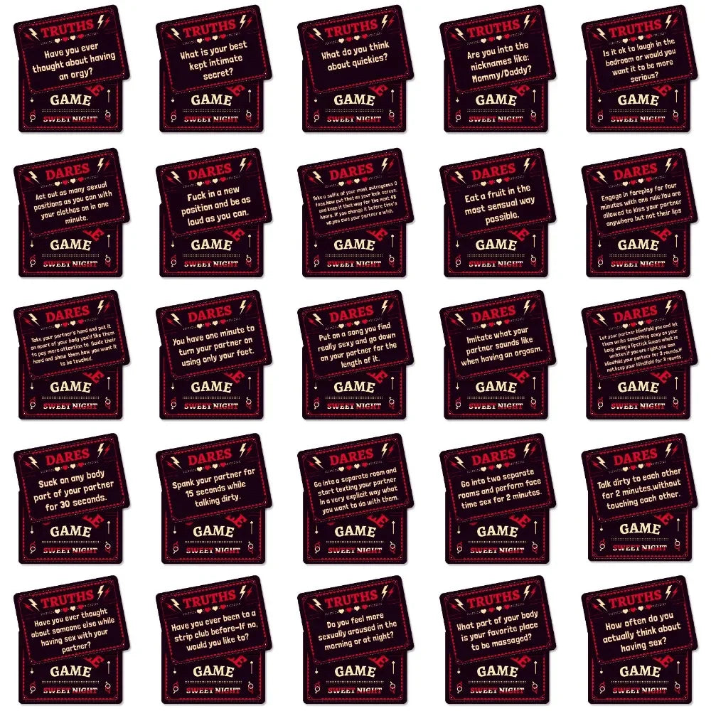 A Set Couple Game 50Cards Outdoor Sport Night Desktop Games Interactive Toys Prop Card  Ask or Answer Truth or Dare English Play