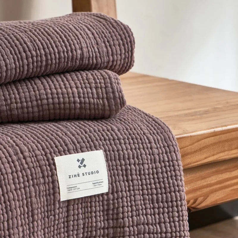 Soft Cotton Blankets Four Layers Of Gauze Sofa Cover Throw Blanket with Tassel Office home Decorative all season